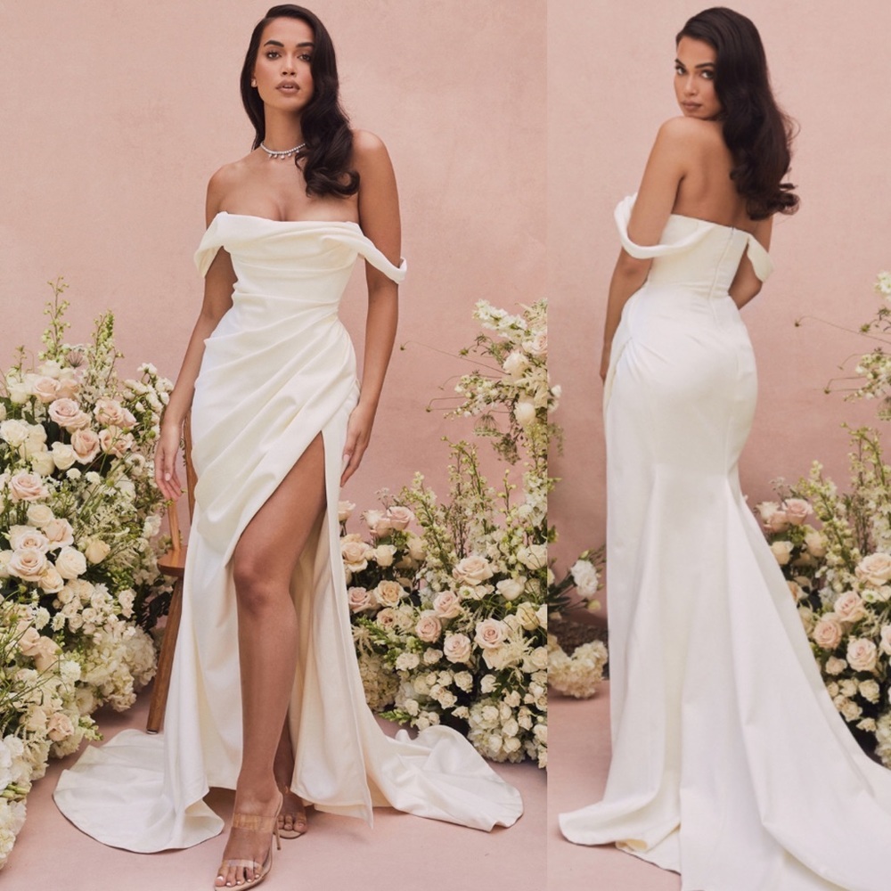 House of‎ CB ‘Delphine’ Ivory Draped Corset Bridal Gown NWOT size L
